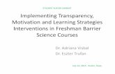 Implementing Transparency, and Learning … Transparency, Motivation and Learning Strategies Interventions in Freshman Barrier Science Courses Dr. Adriana Visbal Dr. Eszter Trufan