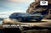 D ER NEUE BMW X3 sind Fahrzeugpreise in EUR inkl. 19 % MwSt./EUR ohne MwSt. als unverbindliche Preisempfehlung ab Werk ohne Überführungskosten. Die aufgeführten BMW Modelle erfüllen