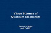 Three Pictures of Quantum Mechanics - University of North ... · The Three Pictures of Quantum Mechanics Schrödinger • Quantum systems are regarded as wave functions which solve
