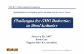 Challenges for GHG Reduction in Steel Industry - rite.or.jp · Power Plant Oxygen Plant Boiler ... 2）Process Optimization HCR, ... From Kimitsu Cooperative Thermal Power Company