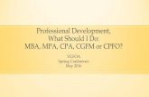 Professional Development, What Should I Do: MBA, … Spring Conference/Presentations... · Professional Development, What Should I Do: MBA, MPA, ... Master of Business Administration