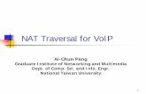 NAT + VoIP - 國立臺灣大學NAT.pdf · NAPT (Network Address and Port Translation) ... Proxy Server/ALG Firewall/NAT Packet Filter zCentralized (Master/Slave) Decomposed Firewall/NAT