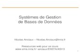 Systèmes de Gestion de Bases de Données - anciaux/ENSTA/ASI13/1-cours/ENSTA-ASI13.pdf · ±Connaissances avancées ... ± Déclaration SQL de contraintes dintégrité et ... ±