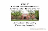 Directory - 2017 - Snyder County · 1 population – area & density by municipality snyder county 2010-2000 u.s. bureau of census municipality 201 0 population 2000 population census