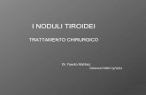 I noduli tiroidei Trattamento ChIRURGICO 4 principali varietà di carcinoma della tiroide: * Papillare (NAS, variante follicolare,ecc) * Follicolare (minimamente invasivo, ampiamente