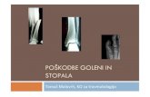 POŠKODBE GOLENI IN STOPALA - Medicinska fakulteta · 2013-10-21 · Kompartment sindrom Običajno zlomljeni obe kosti, večinoma klinično pomemben predvsem zlom golenice. Zlomi