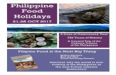 Philippine Food Holidays - Department of Tourism Food Holidays ... ride carabao-driven cart and serenaded with folk songs, ... Take a domestic flight from Manila bound to Bicol.