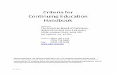 Criteria for Continuing Education Handbook Handbook v3 040416.pdf · Welcome to the new online Criteria for Continuing Education Handbook, your guide ... and teaching methods; and