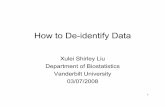 How to De-identify Data LXL 20080307 - Vanderbilt … to De-identify Data XuleiShirley Liu Department of Biostatistics Vanderbilt University 03/07/2008 2 Outline • The problem •