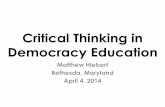 Critical Thinking in Democracy Education - Tavaana Thinking in...Critical Thinking in Democracy Education