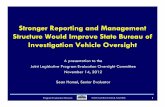 Stronger Reporting and Management Structure Would … · Stronger Reporting and Management Structure Would Improve State Bureau of ... SBI Vehicle Management Structure ... SBI’s