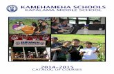 KAMEHAMEHA SCHOOLSkapalama.ksbe.edu/middle/home/academics/2014-2015... · KAMEHAMEHA SCHOOLS KAPÄLAMA MIDDLE SCHOOL . ... are integral parts of the school’s total curriculum. ...