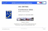 UIC ERTMS Conference 2003 · UIC ERTMS Conference 2003 ERTMS: ... Annex VII of the Directive is strictly requesting independence. ... • Testing on both the balise and the on-board