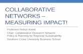 COLLABORATIVE NETWORKS MEASURING IMPACT! engagement... · COLLABORATIVE NETWORKS – MEASURING IMPACT! ... • Core –periphery ratio • Strong core –weak tie periphery . ...