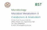 Microbiology Microbial Metabolism II Catabolism & …cthuang.bst.ntu.edu.tw/microbiology/metabolism-2-ppt.pdf · Microbiology Microbial Metabolism II Catabolism & Anabolism Ching-Tsan