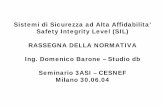 Sistemi di Sicurezza ad Alta Affidabilita’ Safety ... · ANSI/ISA – S84.01.1996 APPLICATION OF SAFETY INSTRUMENTED SYSTEMS FOR THE PROCESS INDUSTRIES ANSI/ISA – S91.01.1995