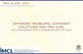 DIFFERENT PROBLEMS, DIFFERENT SOLUTIONS AND …€¦ · IMCL & ICBL 2017 DIFFERENT PROBLEMS, DIFFERENT SOLUTIONS AND ONE GOAL (an improvisation from a managerial point of view!)