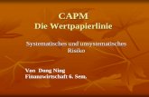 CAPM Die Wertpapierlinie · 2016-01-07 · CAPM Die Wertpapierlinie Systematisches und unsystematisches Risiko Von Dong Ning Finanzwirtschaft 6. Sem.