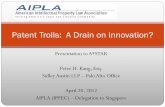 Patent Trolls: A Drain on Innovation? - AIPLA … · Patent Trolls: A Drain on Innovation? PATENT TROLLS: DEFINING TERMS What is a Patent Troll? 2 Patent Trolls & Innovation ... they