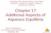 Chapter 17 Additional Aspects of Aqueous Equilibria · 2010-09-23 · Chemistry, The Central Science, 11th edition ... point the pH is >7. • Phenolphthalein is ... Chapter 17 Additional