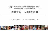 Opportunities and Challenges of Bi- vocational …calledtowork.org/images/CTW-CMC_South_2015_Bi-vocational... · Teaching Professor Professional subjects ... •Bi-vocational mission