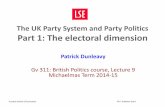 The UK Party System and Party Politics Part 1: The ... · The UK Party System and Party Politics Part 1: ... yet still win Dickson and Scheve ... The UK Party System and Party Politics
