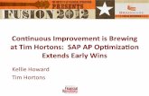 ConnuousImprovementisBrewing at’Tim’Hortons:’’SAP… · ConnuousImprovementisBrewing at’Tim’Hortons:’’SAP’AP’Op$miza$on’ ExtendsEarlyWins Kellie%Howard% Tim%Hortons%