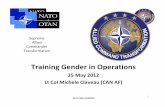 Training in Operations - NATO · Gender Awareness Module in Pre‐Deployment Training • Target audience – Military deployed to NATO operations – NATO civilians – UN personnel