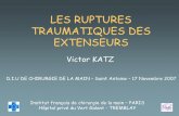 LES RUPTURES TRAUMATIQUES DES EXTENSEURS · LES RUPTURES TRAUMATIQUES DES EXTENSEURS Victor KATZ. D.I.U DE CHIRURGIE DE LA MAIN – Saint Antoine – 17 Novembre 2007. …