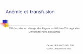 DU de prise en charge des Urgences Médico …medesim.fr/doc/cours2011DU2/Module1/DU de prise en charge des... · Anémie et transfusion DU de prise en charge des Urgences Médico-Chirurgicales