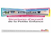 Règlement de fonctionnement Structures d’accueil de la ... · Structures d’accueil de la Petite enfance Règlement de fonctionnement Mairie de Villepinte : 01 41 52 53 00 ˘