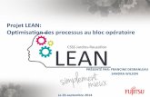 Projet LEAN: Optimisation des processus au bloc opératoire · Optimisation des processus au bloc opératoire . ... Définition du problème Conditions de ... • C’est un atelier