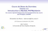 Cours de Base de Données Cours n.2 Introduction à MySQL ...i3s.unice.fr/~edemaria/cours/c2.pdf · Introduction MySQL derive directement de SQL (Structured Query´ Language) L’outil