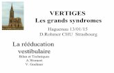 Haguenau 13/01/15 D.Rohmer CHU Strasbourgyduverneix.free.fr/diaporamas/vertiges.pdf · Signes d’appel centraux • Attention - céphalées - douleurs cervicales - dissociation entre