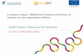 La finance climat : Définitions/Contexte/évolution en ... Finance Climat 1er... · Initiative Climat Maroc ... MDD! 15 Marché du carbone !!! Time s • CDNs : Engagements volontaires