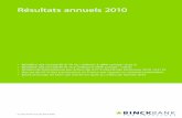 Résultats annuels 2010 - binck.fr · Tableau comparatif des principaux chiffres trimestriels ... Avantage fiscal résultant de l’amortissement du goodwill 2 792 2 792 ... Le bénéfice
