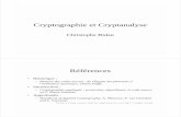 Références - Nymphomath.ch · Principes de la cryptographie • Principe de Kerckhoffs : la sécurité repose sur le secret de la clé, et non sur le secret de l’algorithme (19