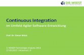 2013-09-29 Continuous Integration im Umfeld Agiler ... · Java Architekt Projektleiter CI-Coach Professor. Was ist kontinuierliche Integration (CI)? Was ist kontinuierliche Integration
