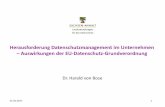 Herausforderung Datenschutzmanagement im … · 25.10.2017 1 Herausforderung Datenschutzmanagement – Auswirkungen der DS-GVO Dr. Harald von Bose Herausforderung Datenschutzmanagement