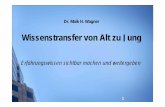 M.Wagner Wissenstransfer von Alt zu Jung ... · Dr. Maik H. Wagner: Wissenstransfer von Alt zu Jung 1. Einführung Demografie und Wissen Wissen Erfahrung Erfahrungswissen Erfahrungswissen