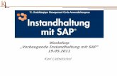 Workshop „Vorbeugende Instandhaltung mit SAP“ 19.05 · - Strategieplan Eröffnungshorizont Abrufintervall Zyklusstart Rückmeldepflicht Verschiebungsfaktoren Toleranzen für Verschiebefaktoren