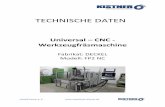 Universal CNC - Werkzeugfräsmaschine · Fabrikat: DECKEL Modell: FP2 NC . KISTNER WERKZEUCMASCHINEN . Die technischen Daten, ARBEITSBEREICH X-Achse (långs) Y-Achse (quer) Z-Achse