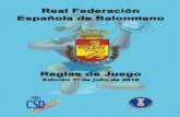Real Federación Española de Balonmano€¦ · Española de Balonmano REGLAS DE JUEGO Edición 1º de Julio de 2010. Real Federación Española de Balonmano Edita: 3 P R Ó L O G
