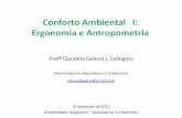 Conforto Ambiental I: Ergonomia e Antropometria · Conforto Ambiental I: Ergonomia e Antropometria - Profª Claudete Gebara J. Callegaro - Universidade Ibirapuera – Arquitetura
