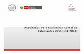 Resultados de la Evaluación Censal de 2011 (ECE 2011)blog.pucp.edu.pe/.../445/2012/04/resultados_de_ece_2011_-_final.pdf · Población evaluada en la ECE Niveles de logro en la ECE