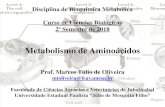 Metabolismo de Aminoácidos - fcav.unesp.br · Disciplina de Bioquímica Metabólica Curso de Ciências Biológicas 2º Semestre de 2017 Metabolismo de Aminoácidos Prof. Marcos Túlio