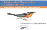 Lista de Aves de - Unión de Ornitólogos de Costa Ricauniondeornitologos.com/wp-content/uploads/2015/10/Lista-de-Aves-de... · primera una lista con los estados de cada especie y