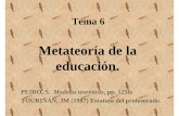 Metateoría de la educación. - rua.ua.es. METATEORÍA... · • Distinguir los diversos tipos de teorías y sus métodos. ... los profesionales de la educación en aquellas tareas