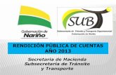 RENDICIÓN PÚBLICA DE CUENTAS AÑO 2013nariño.gov.co/2012-2015/files/RendicionCuentas/2014/PRESENTACION... · Planes viales de señalización de 25 municipios ... EJECUCIÓN DE