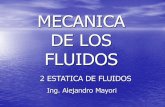 MECANICA DE LOS FLUIDOS - mecanica.umsa.edu.bomecanica.umsa.edu.bo/libros/Mecanica Fluidos 2.pdf · 2. ESTATICA DE FLUIDOS 2.1. Introducción •En el interior de los fluidos hay